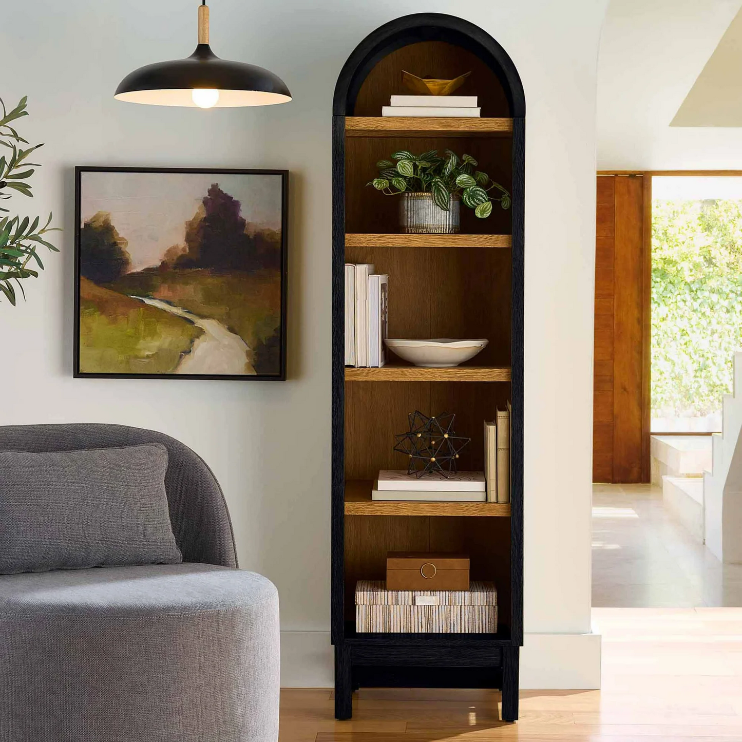 Better Homes & Gardens Juliet Narrow Arch Bookcase, Light Honey Finish