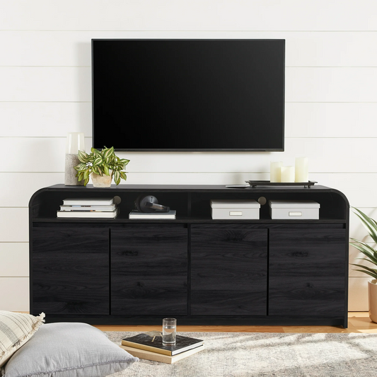 Better Homes & Gardens Juliet Curved TV Stand for TVs up to 75", Walnut Finish