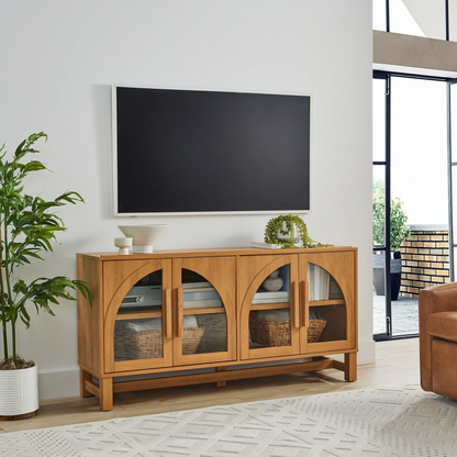 Better Homes & Gardens Juliet Arch TV Stand for TVs up to 65", Black Wood Finish