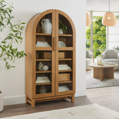 Better Homes & Gardens Juliet Arch Accent Cabinet, Light Honey Finish